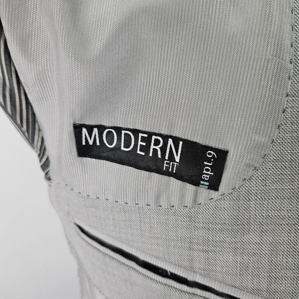 Apt.9 Men's Sport Coat Blazer Two Button Light Gray Shark Skin Wool Modern 40S